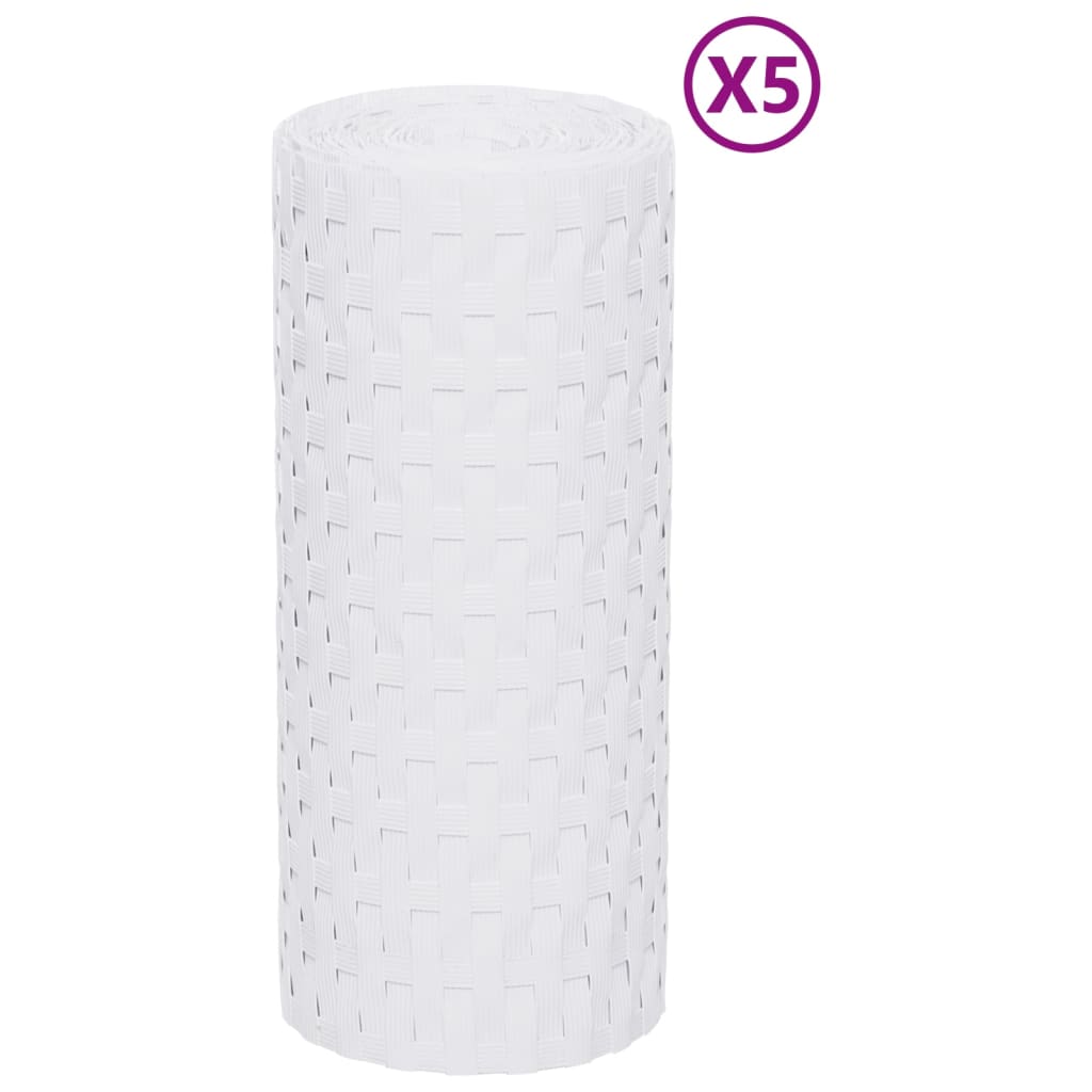Vidaxx paravents de balcon 5 pcs 255x19 cm poly rotin blanc