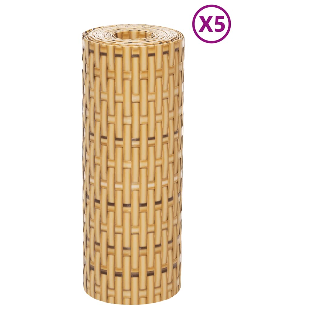 Vidaxx paravents de balcon 5 pcs 255x19 cm poly rotin marron clair
