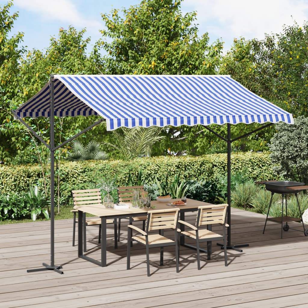 VidaXL Auvent autoportant 300x300 cm tissu et acier bleu et blanc