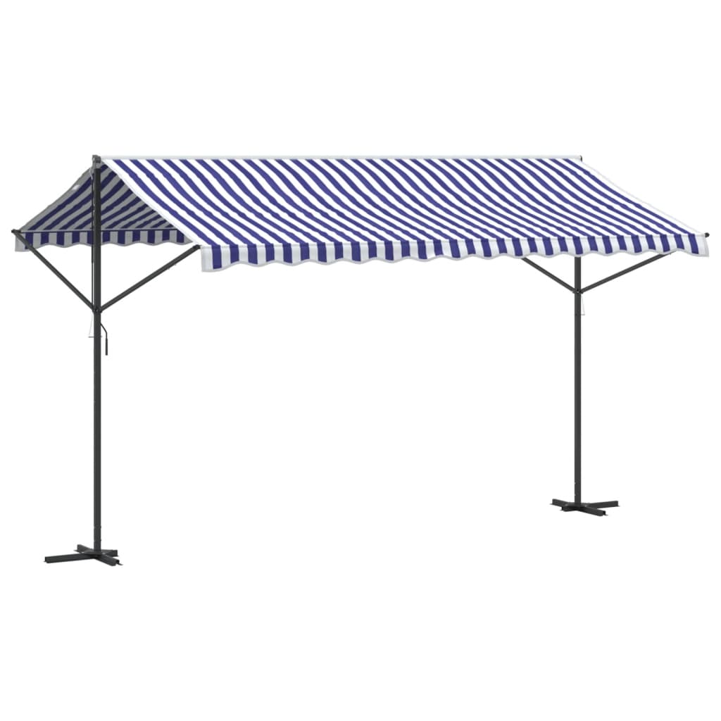 VidaXL Auvent autoportant 400x300 cm tissu et acier bleu et blanc