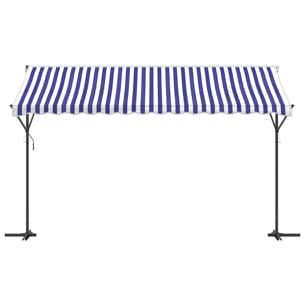 VidaXL Auvent autoportant 400x300 cm tissu et acier bleu et blanc