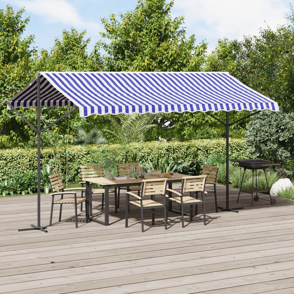 VidaXL Auvent autoportant 400x300 cm tissu et acier bleu et blanc