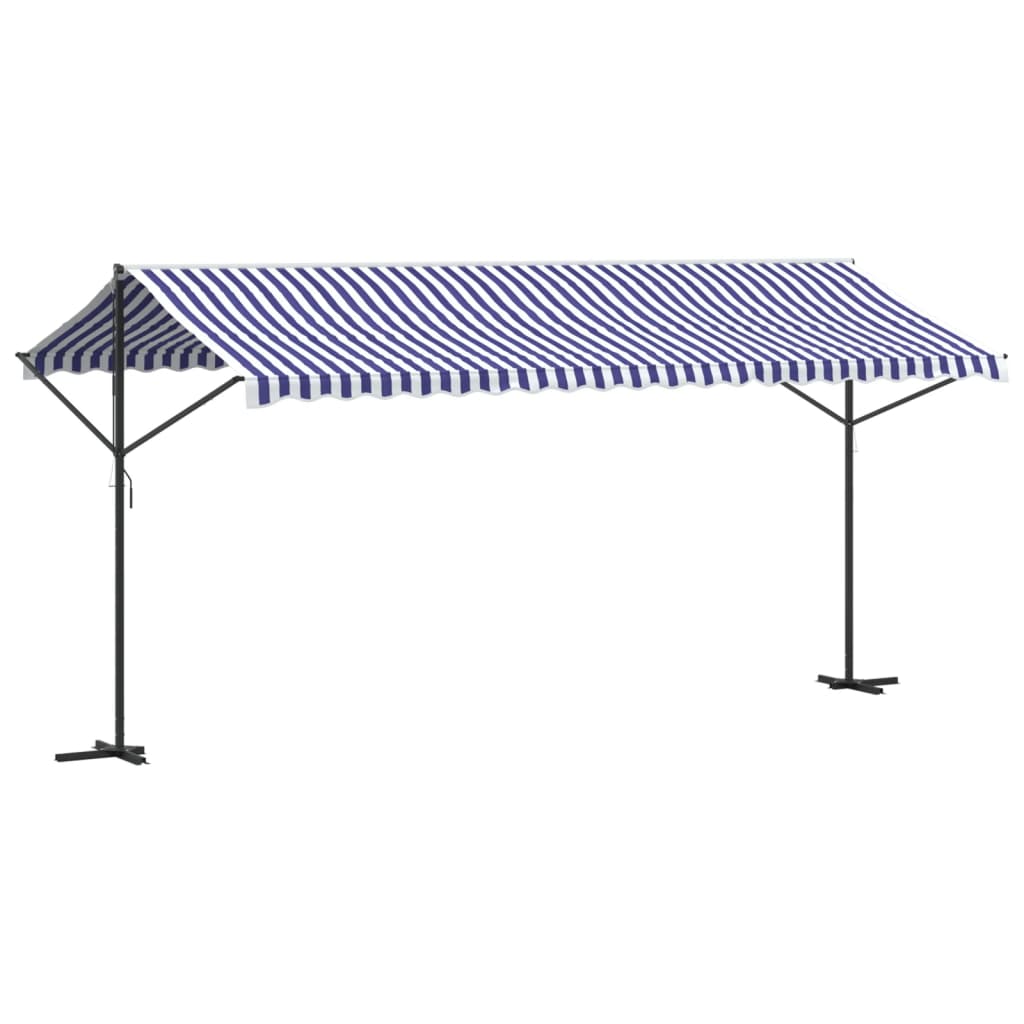 VidaXL Auvent autoportant 500x300 cm tissu et acier bleu et blanc