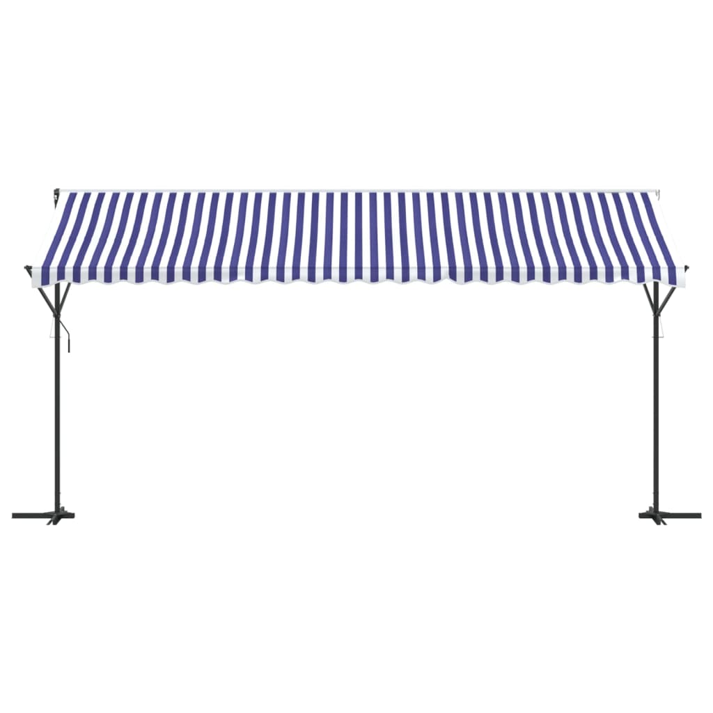 VidaXL Auvent autoportant 500x300 cm tissu et acier bleu et blanc