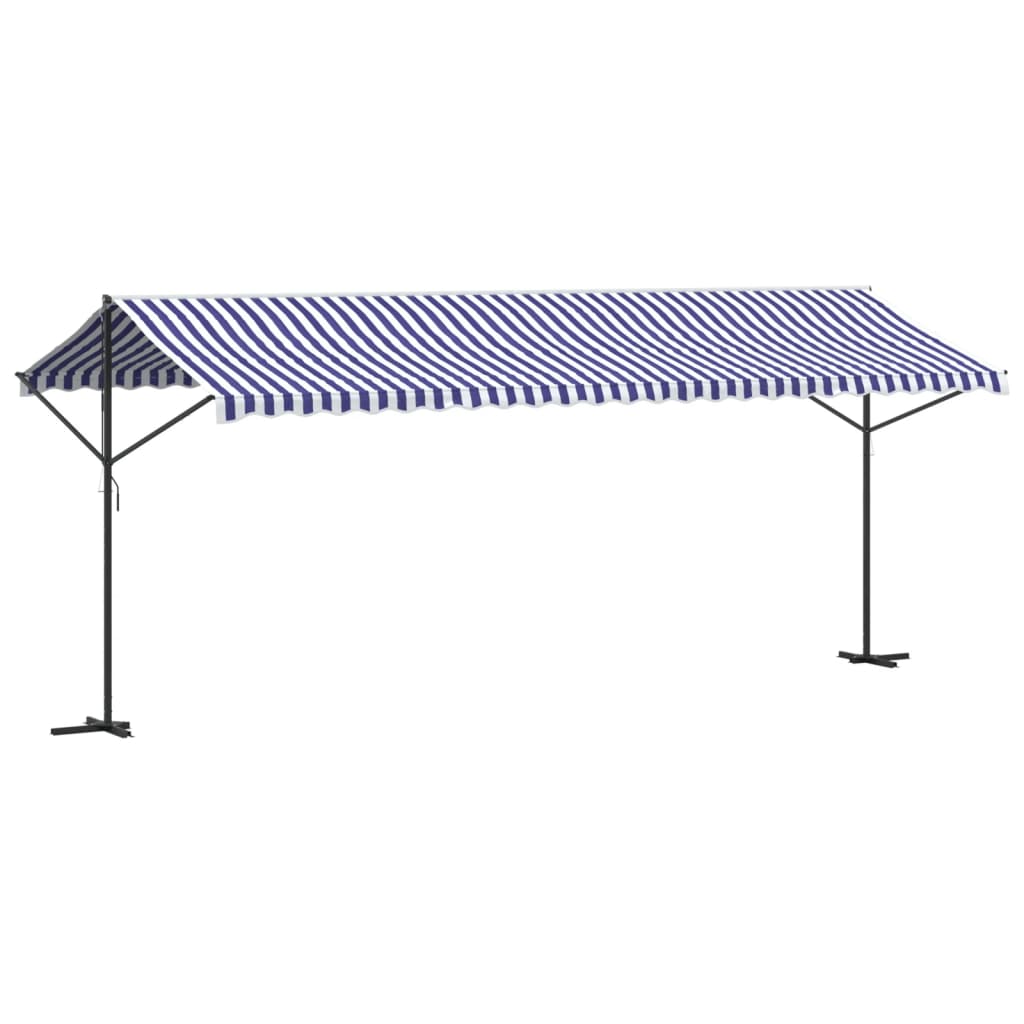 VidaXL Auvent autoportant 600x300 cm tissu et acier bleu et blanc