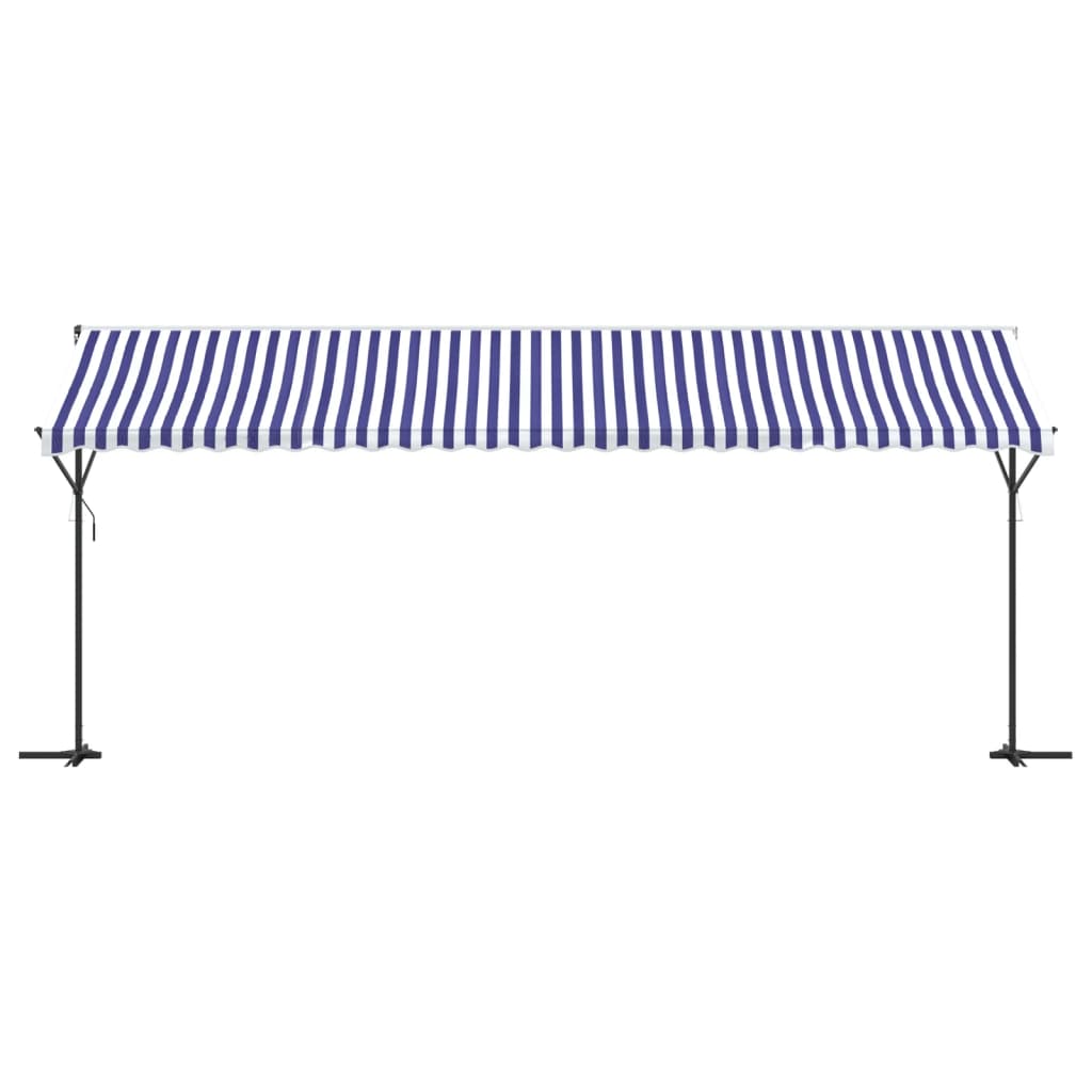 VidaXL Auvent autoportant 600x300 cm tissu et acier bleu et blanc