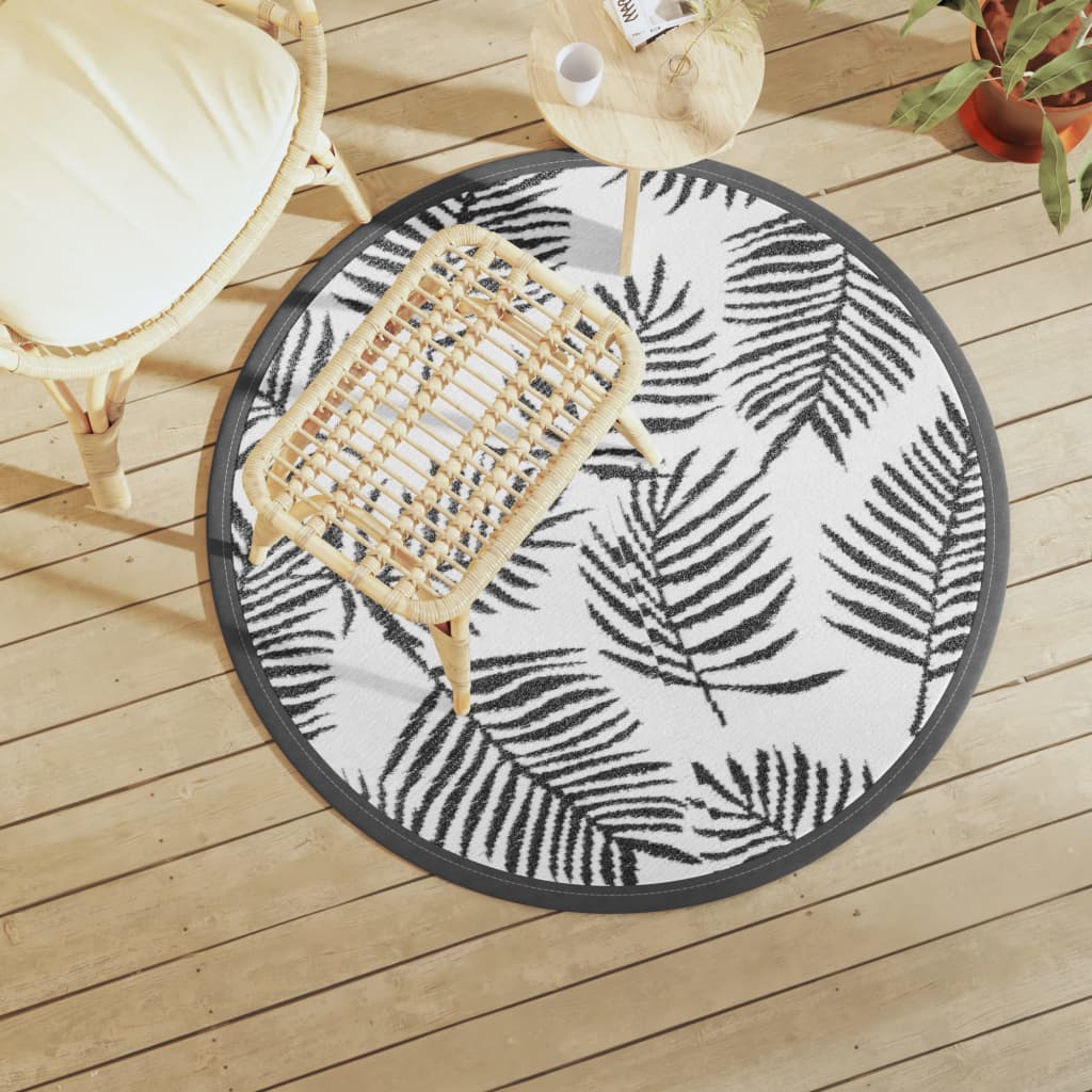 Vidaxx tapis d'extérieur arakil ø 120 cm polypropylène blanc et noir