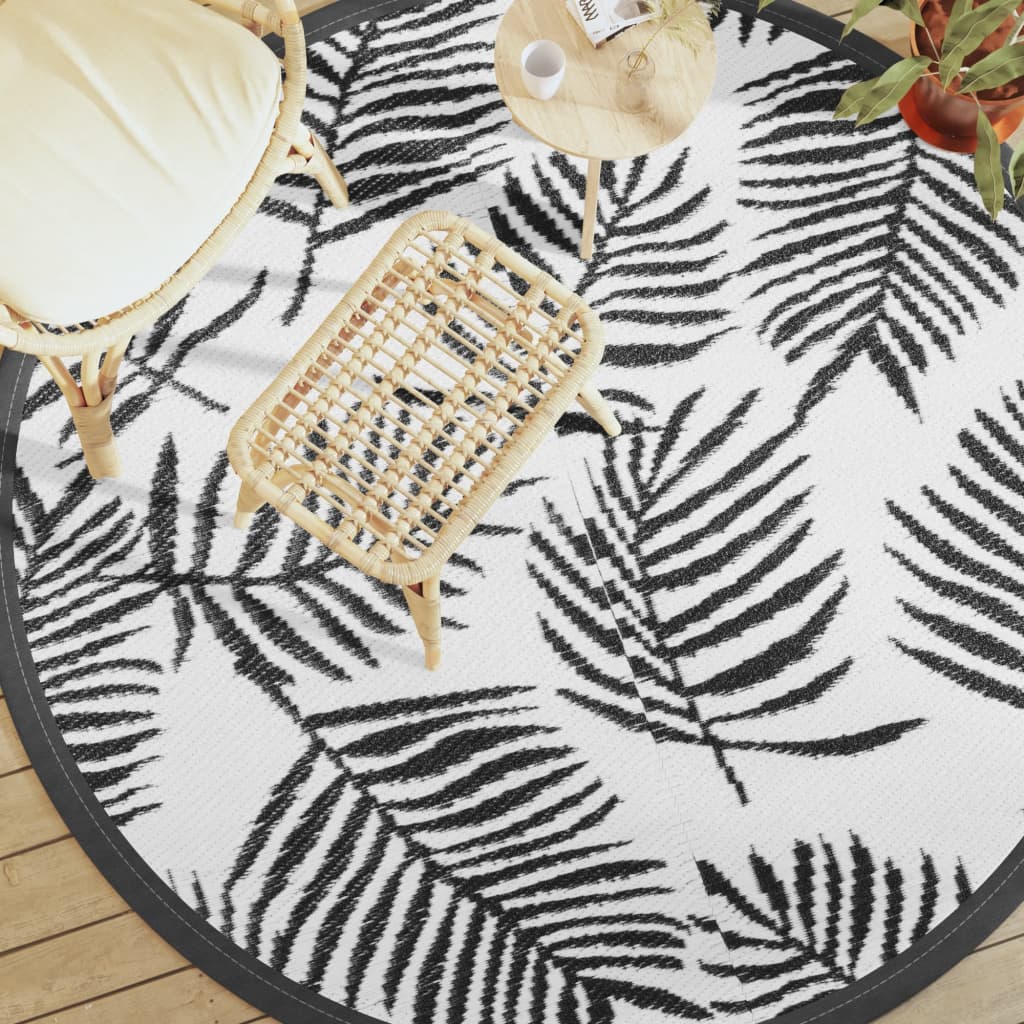 Vidaxx tapis d'extérieur arakil ø200 cm polypropylène blanc et noir