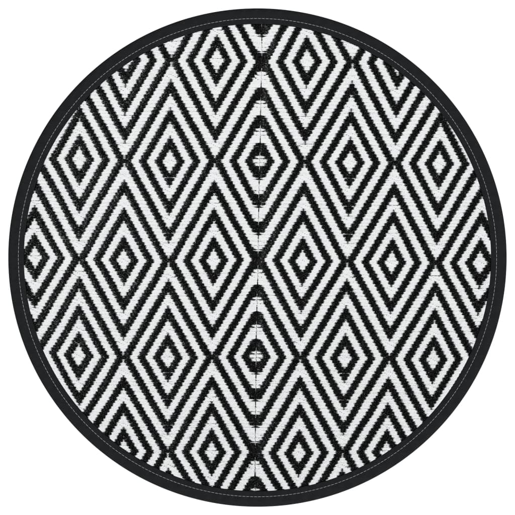 Vidaxx tapis d'extérieur arakil ø 120 cm polypropylène blanc et noir