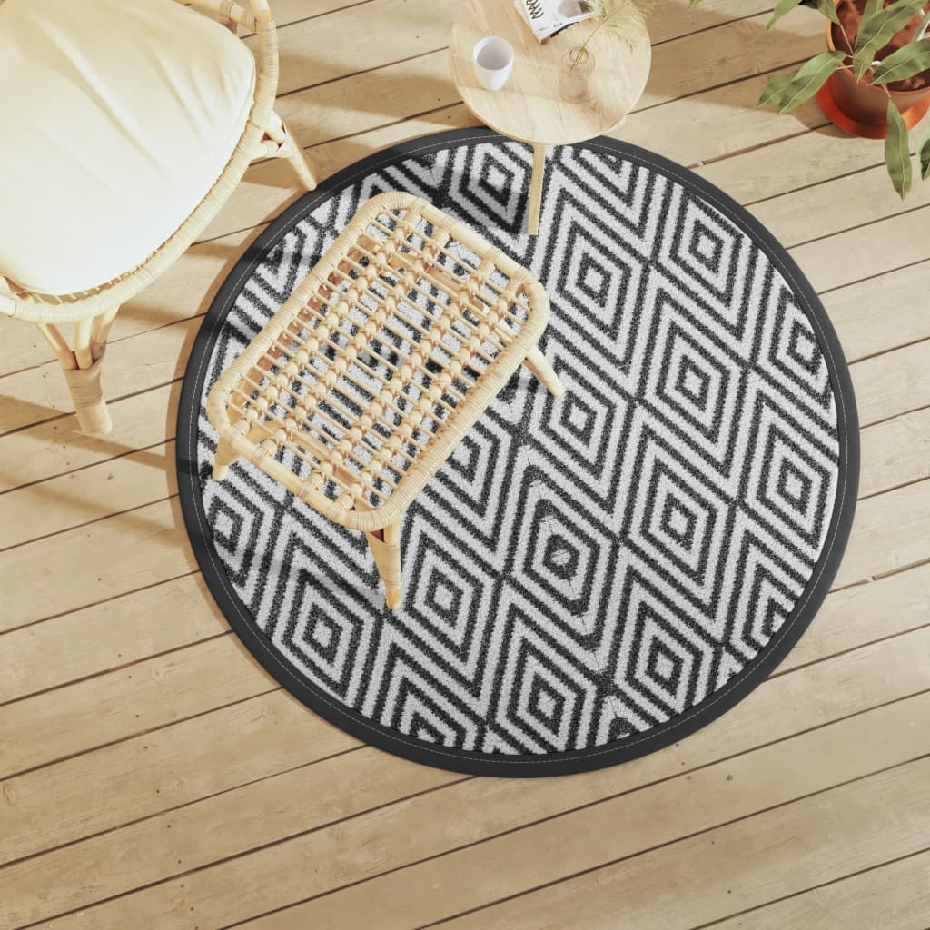 Vidaxx tapis d'extérieur arakil ø 120 cm polypropylène blanc et noir
