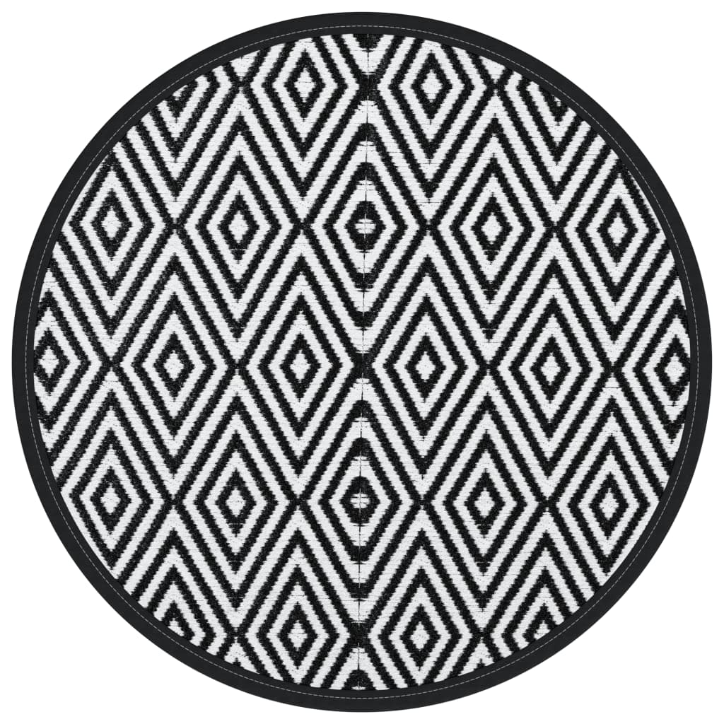 Vidaxx tapis d'extérieur arakil ø200 cm polypropylène blanc et noir