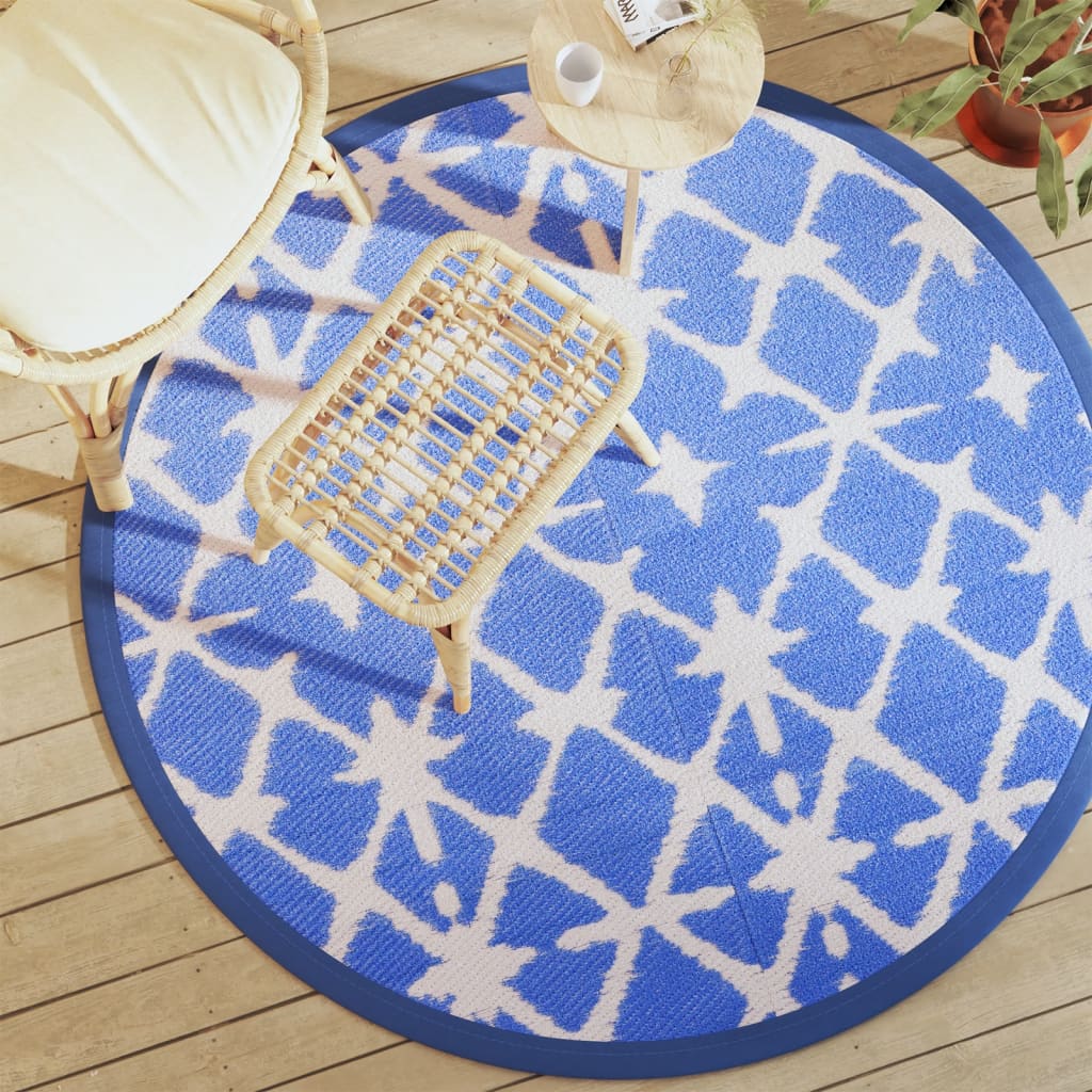 Vidaxx tapis d'extérieur arakil ø160 cm polypropylène bleu et blanc