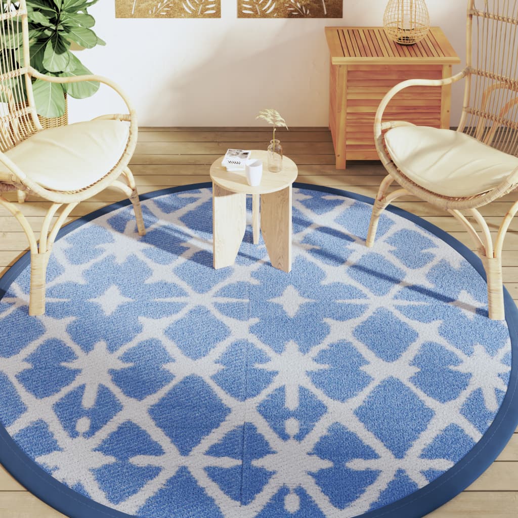 Vidaxx tapis d'extérieur arakil ø200 cm polypropylène bleu et blanc