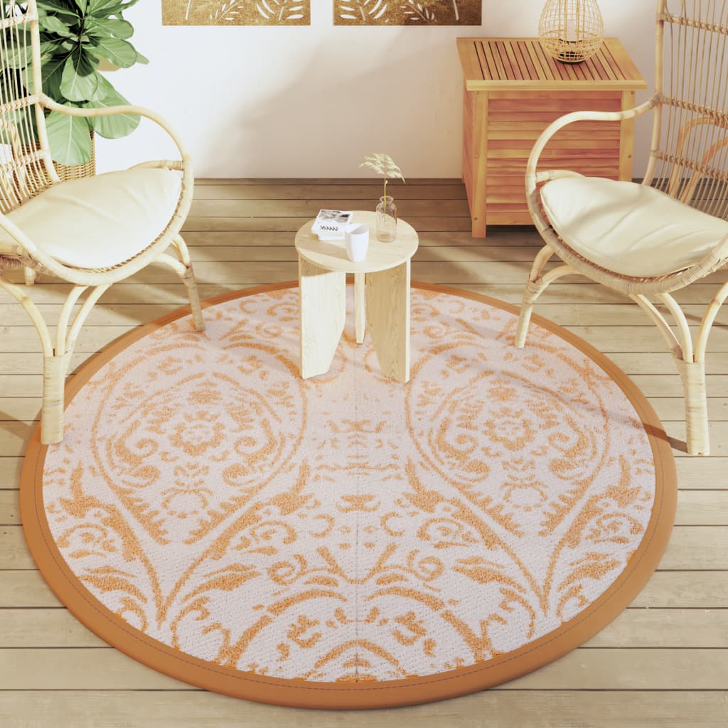 Vidaxx tapis d'extérieur arakil ø160 cm polypropylène orange et blanc