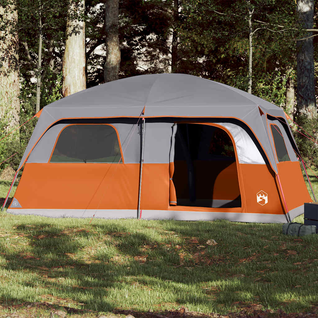 Tente familiale VidaXL 10 personnes imperméable gris et orange