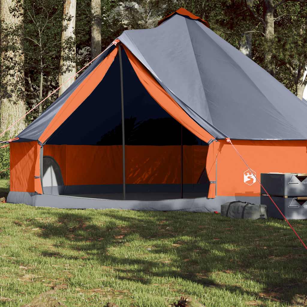 VidaXL Tente Tipi pour famille 8 personnes imperméable gris et orange