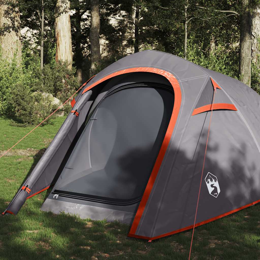 Tente tunnel VidaXL 3 personnes imperméable gris et orange