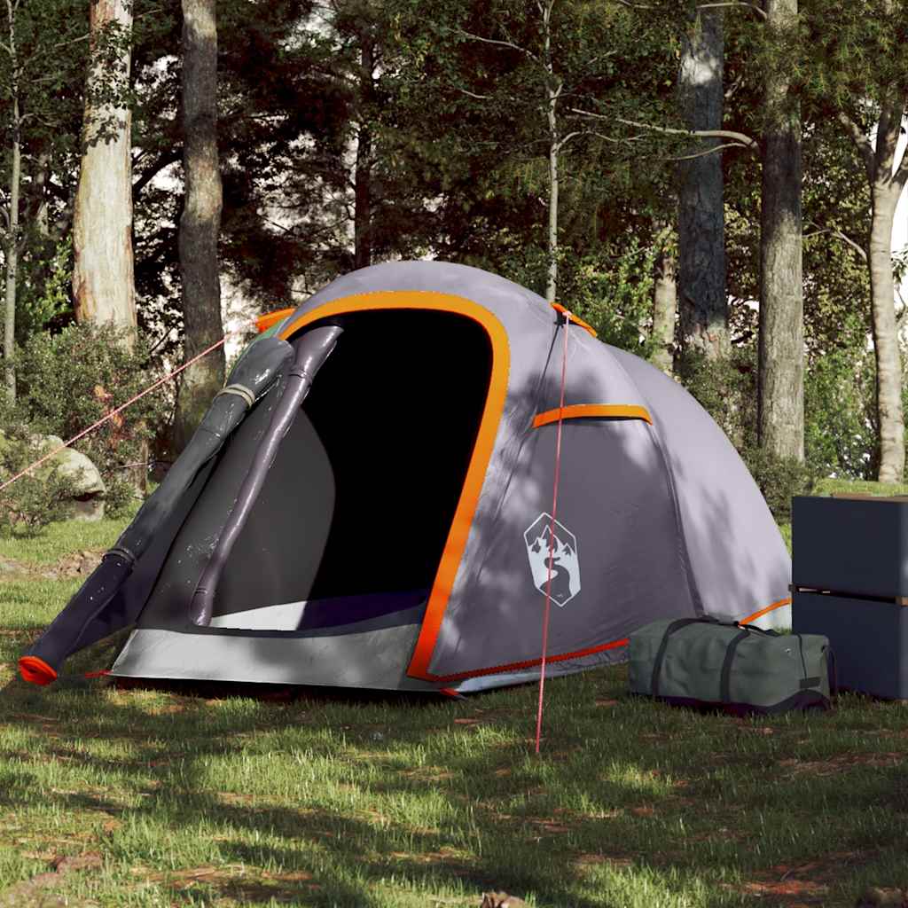 Tente tunnel Vidaxx 2 personnes imperméable gris et orange
