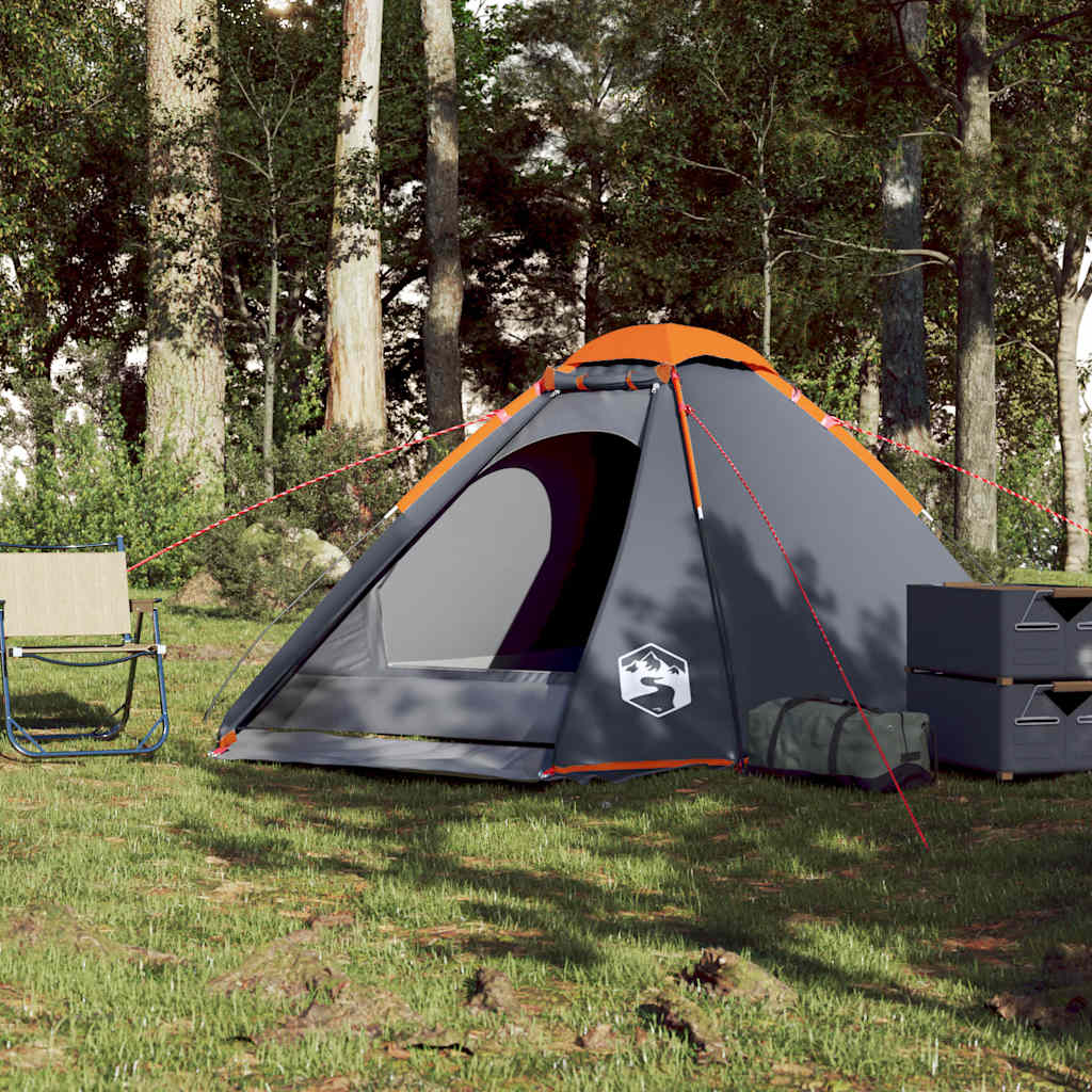 Tente dôme Vidaxx 4 personnes imperméable gris et orange