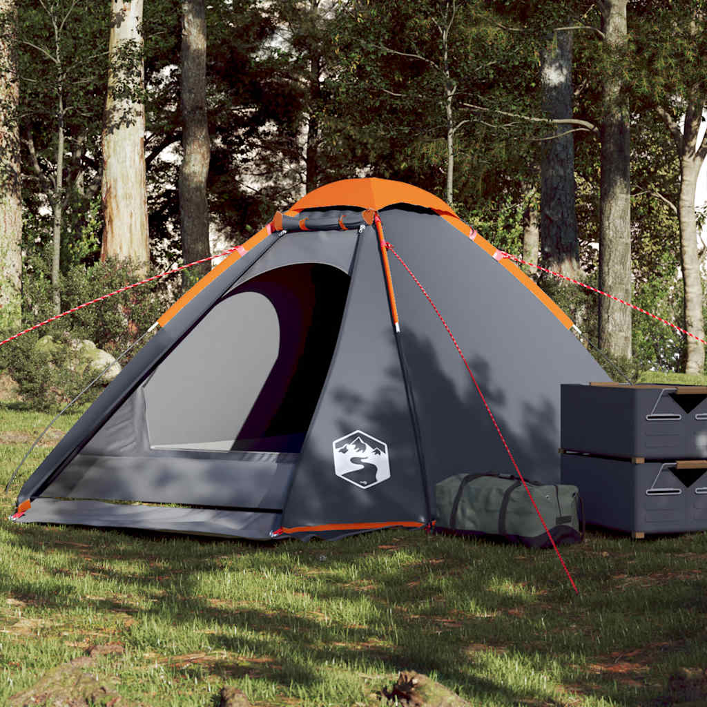 Tente dôme Vidaxx 4 personnes imperméable gris et orange