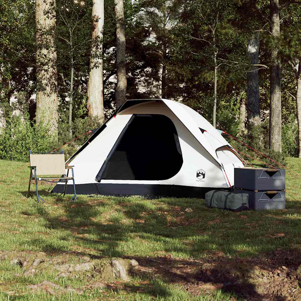 Tente dôme Vidaxl 2 personnes tissu occultant imperméable blanc