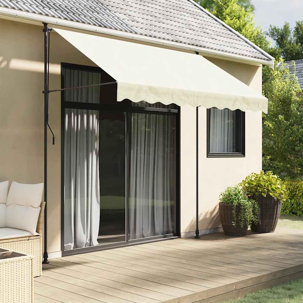 VidaXL Auvent extensible 300x150 cm tissu et acier couleur crème