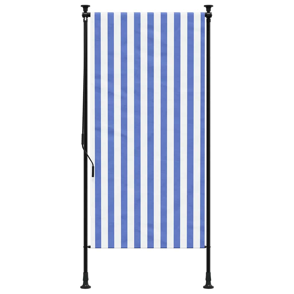 Vidaxxl store enrouleur extérieur 100x270 cm tissu et acier bleu et blanc