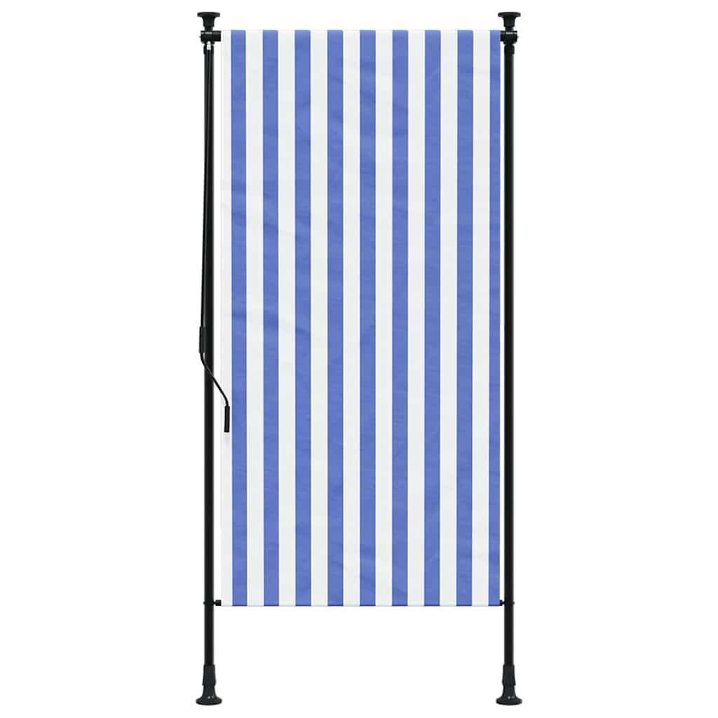 Vidaxxl store enrouleur extérieur 120x270 cm tissu et acier bleu et blanc