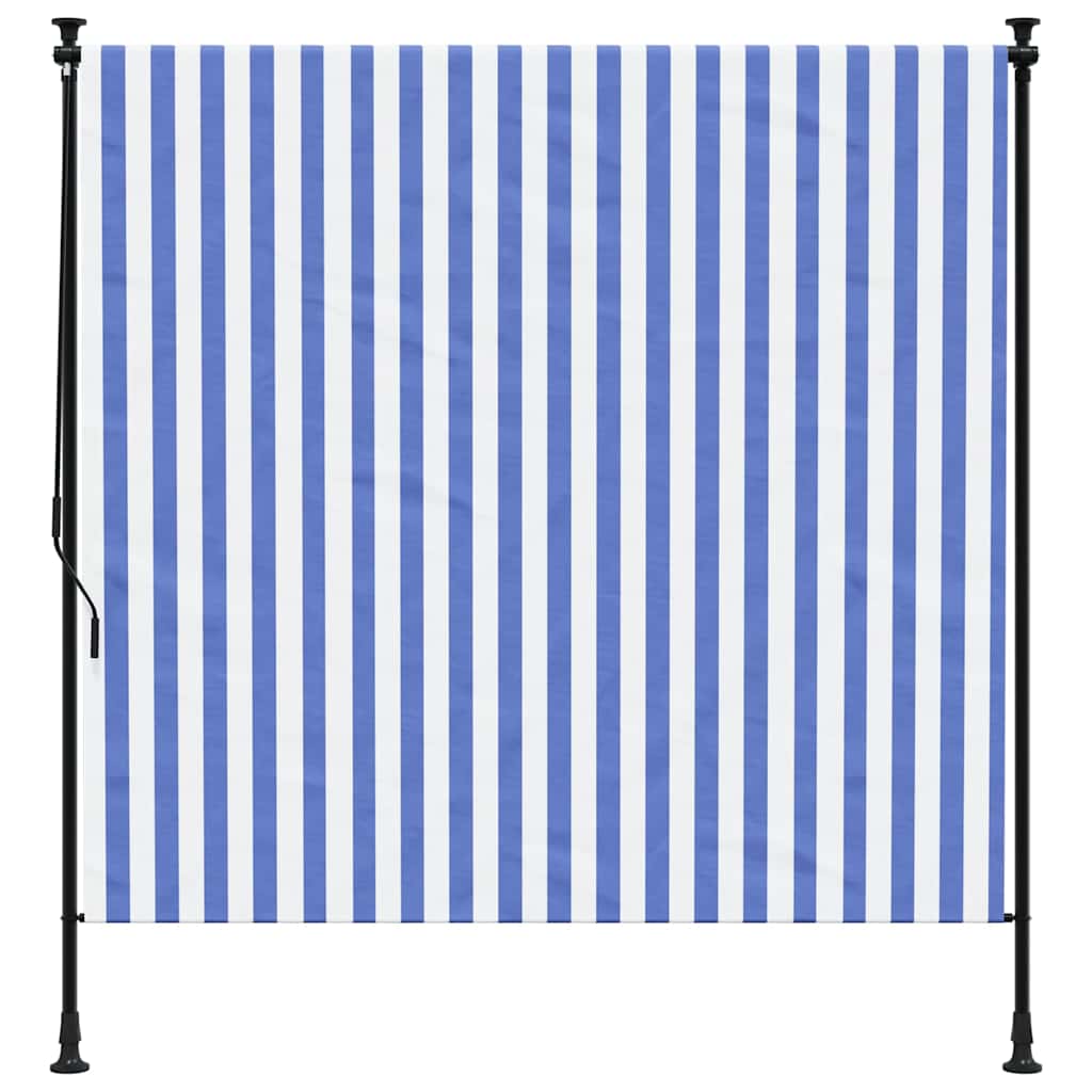 Vidaxxl store enrouleur extérieur 150x270 cm tissu et acier bleu et blanc