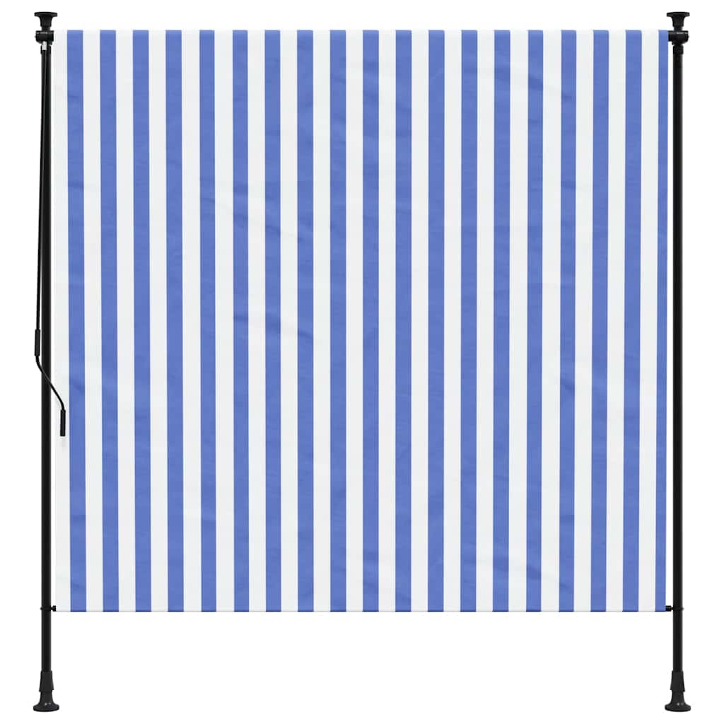 Vidaxxl store enrouleur extérieur 200x270 cm tissu et acier bleu et blanc