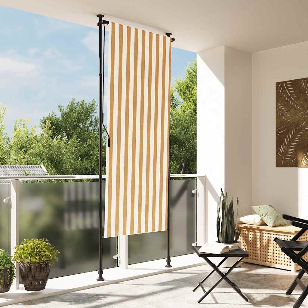 Vidaxxl store enrouleur extérieur 100x270 cm tissu et acier orange et blanc