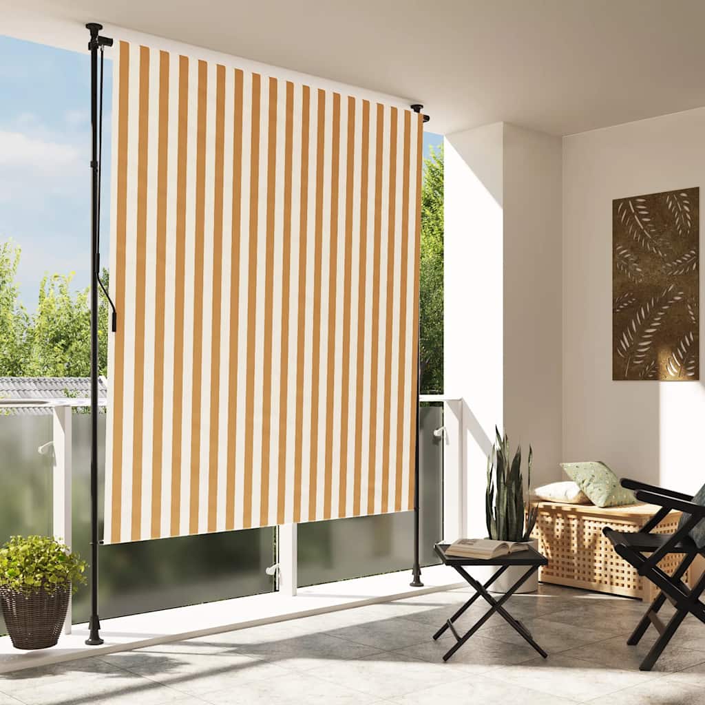 Vidaxxl store enrouleur extérieur 150x270 cm tissu et acier orange et blanc