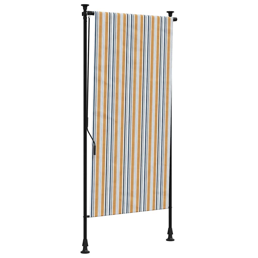 Vidaxxl store enrouleur extérieur 100x270 cm tissu et acier jaune et blanc