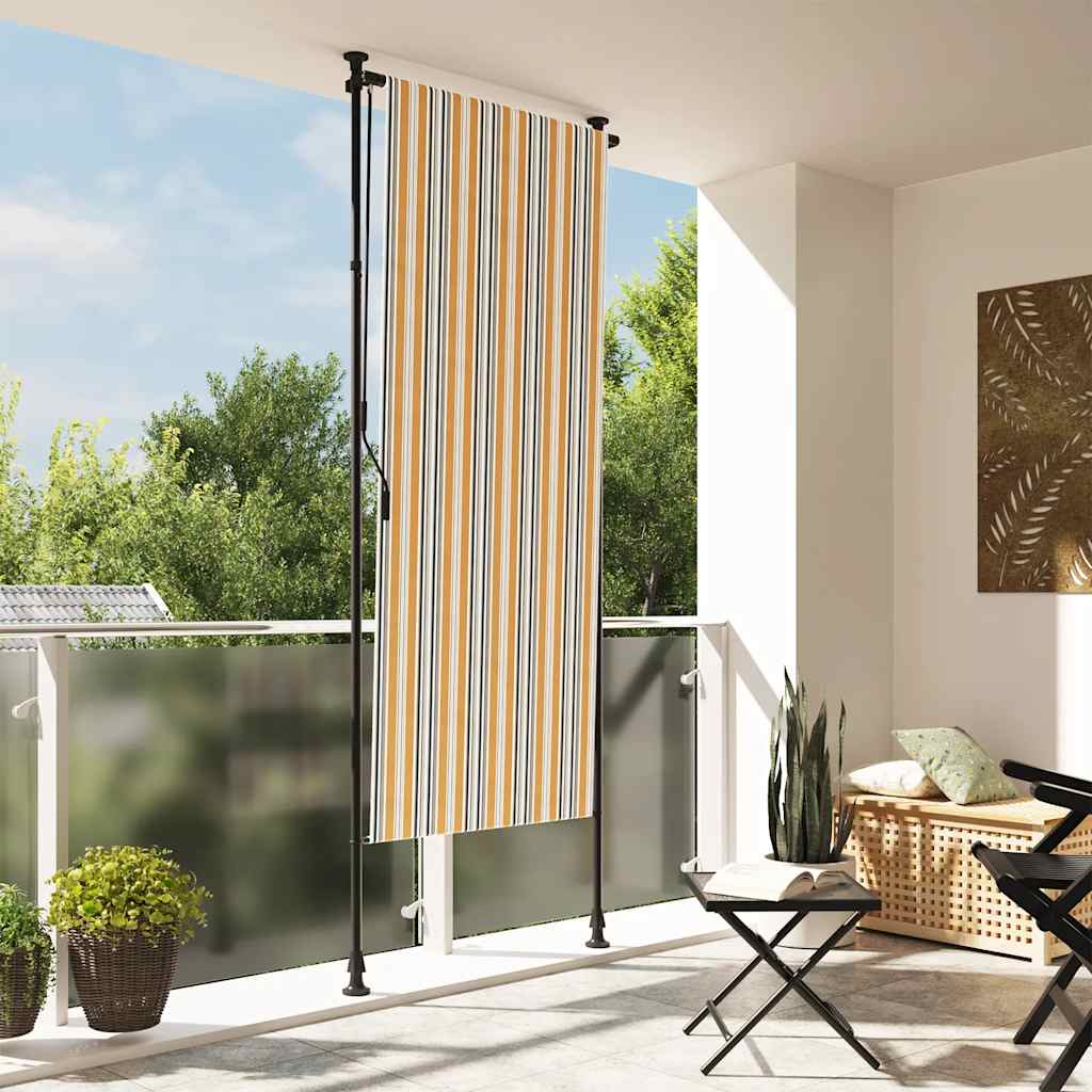 Vidaxxl store enrouleur extérieur 100x270 cm tissu et acier jaune et blanc