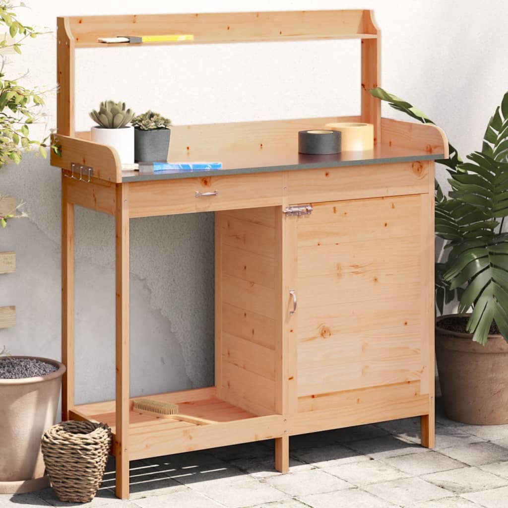 Vidaxx table d'empotage avec placard 110,5x45x124,5 cm bois de pin massif marron