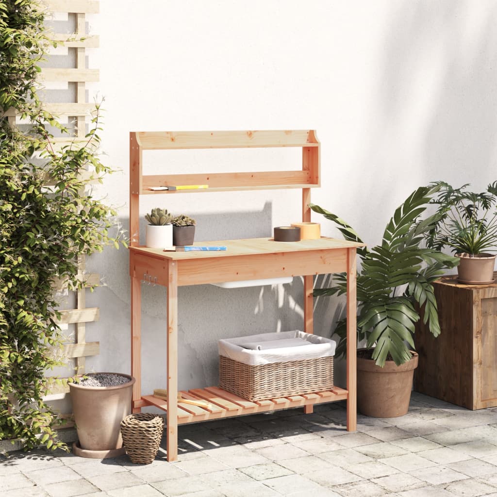 Vidaxx table d'empotage avec évier 147,5x44x139,5 cm bois de pin marron