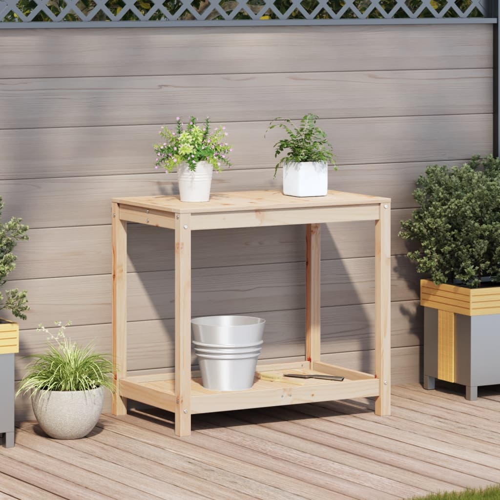 Vidaxx table d'empotage avec étagère 82,5x50x75 cm en bois de pin massif