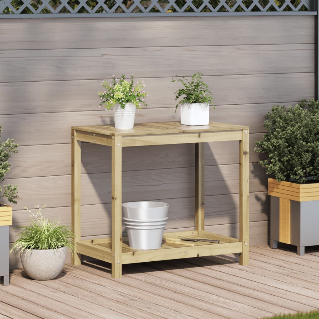 Vidaxx table d'empotage avec étagère 82,5x50x75 cm bois de pin imprégné