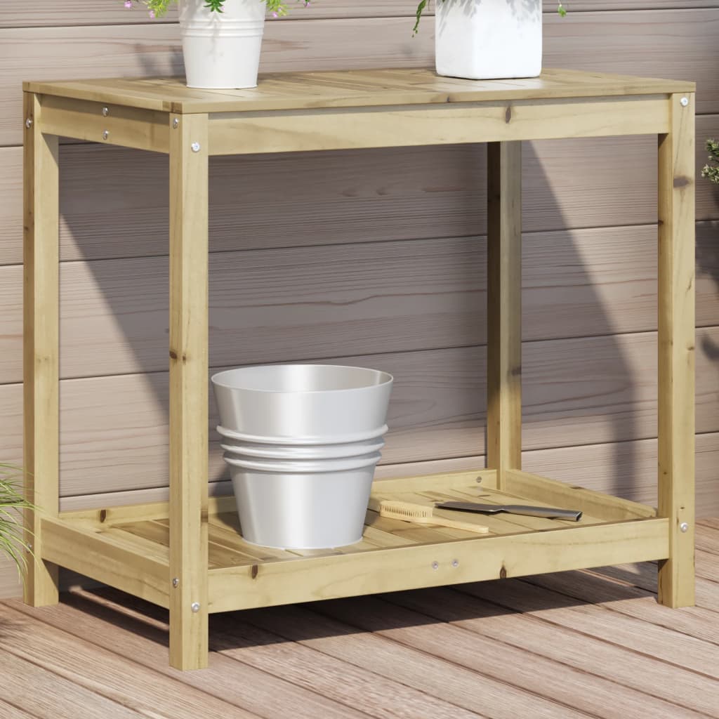 Vidaxx table d'empotage avec étagère 82,5x50x75 cm bois de pin imprégné
