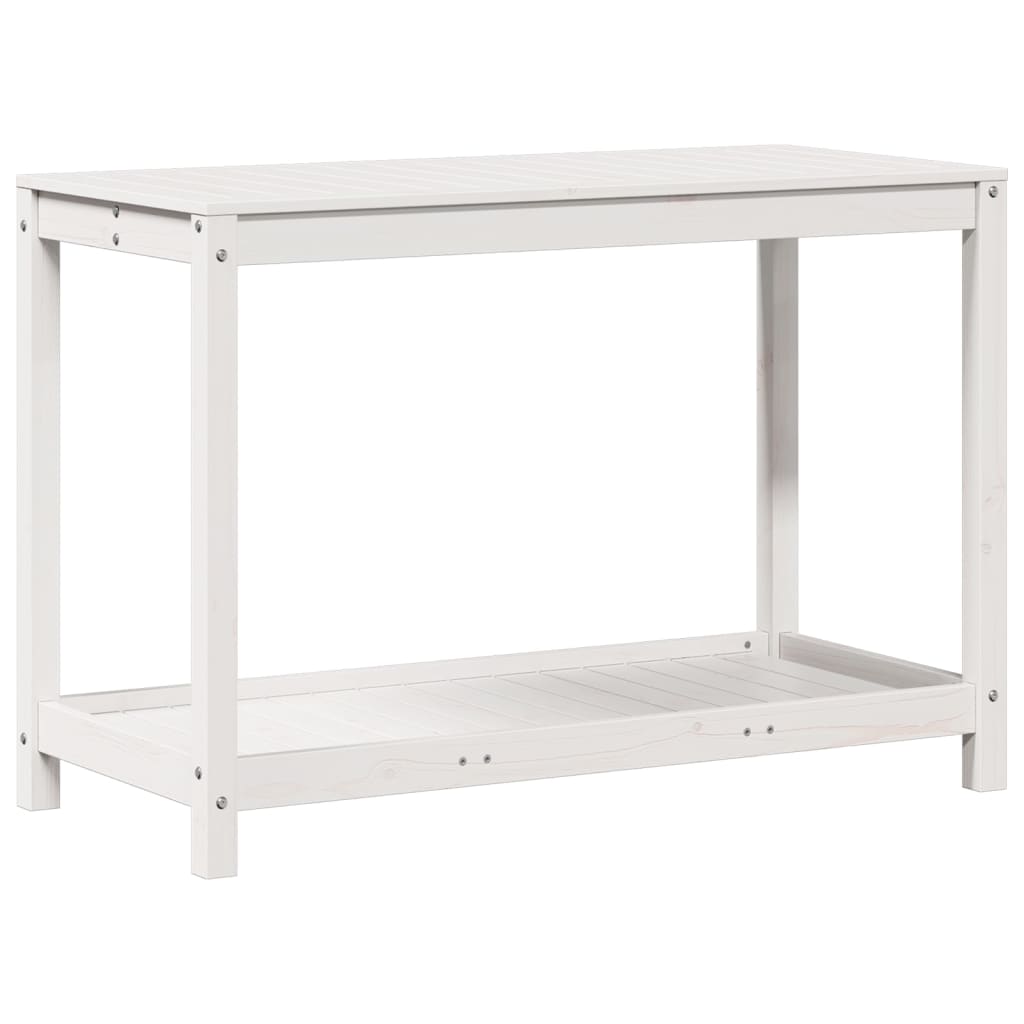 Vidaxx table d'empotage avec étagère 108x50x75 cm bois de pin massif blanc