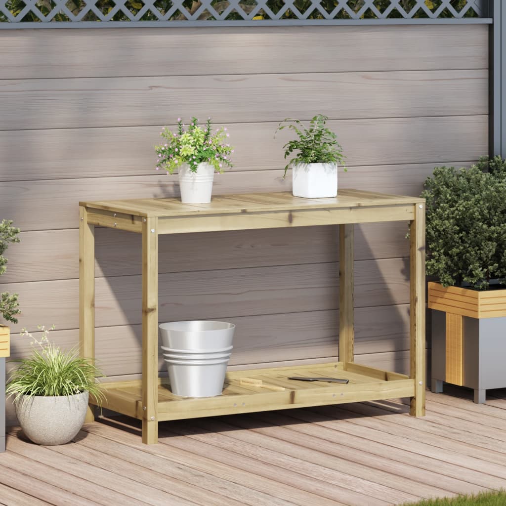 Vidaxx table d'empotage avec étagère 108x50x75 cm bois de pin imprégné