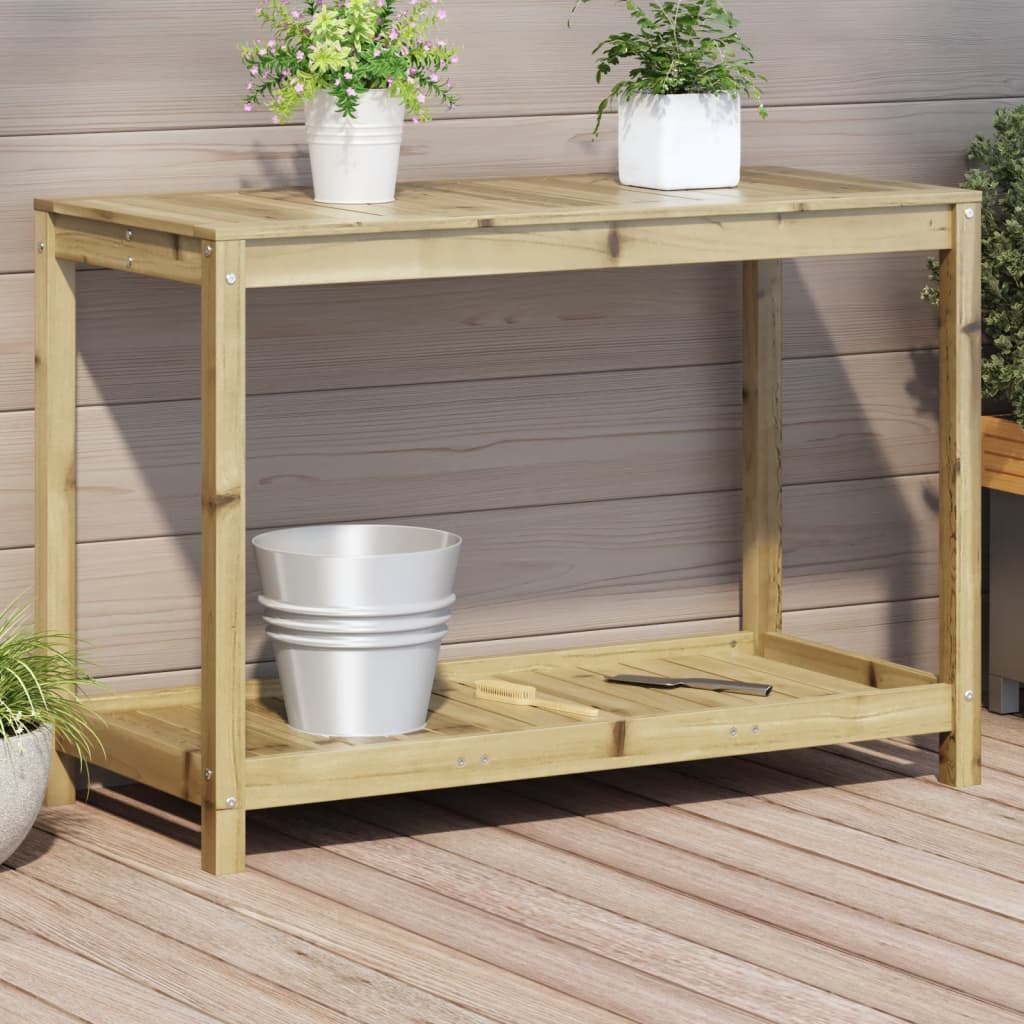Vidaxx table d'empotage avec étagère 108x50x75 cm bois de pin imprégné