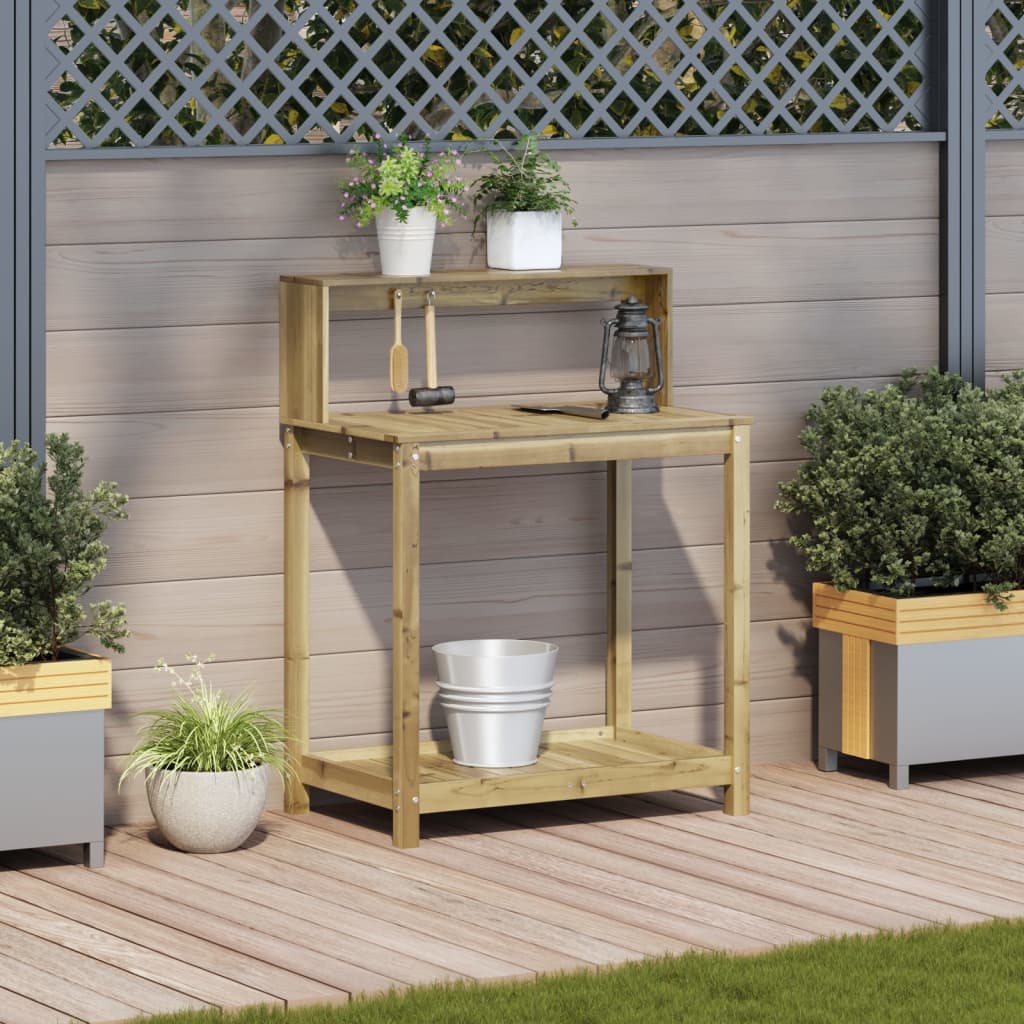 Vidaxx table d'empotage avec étagères 82,5x50x109,5 cm bois imprégné