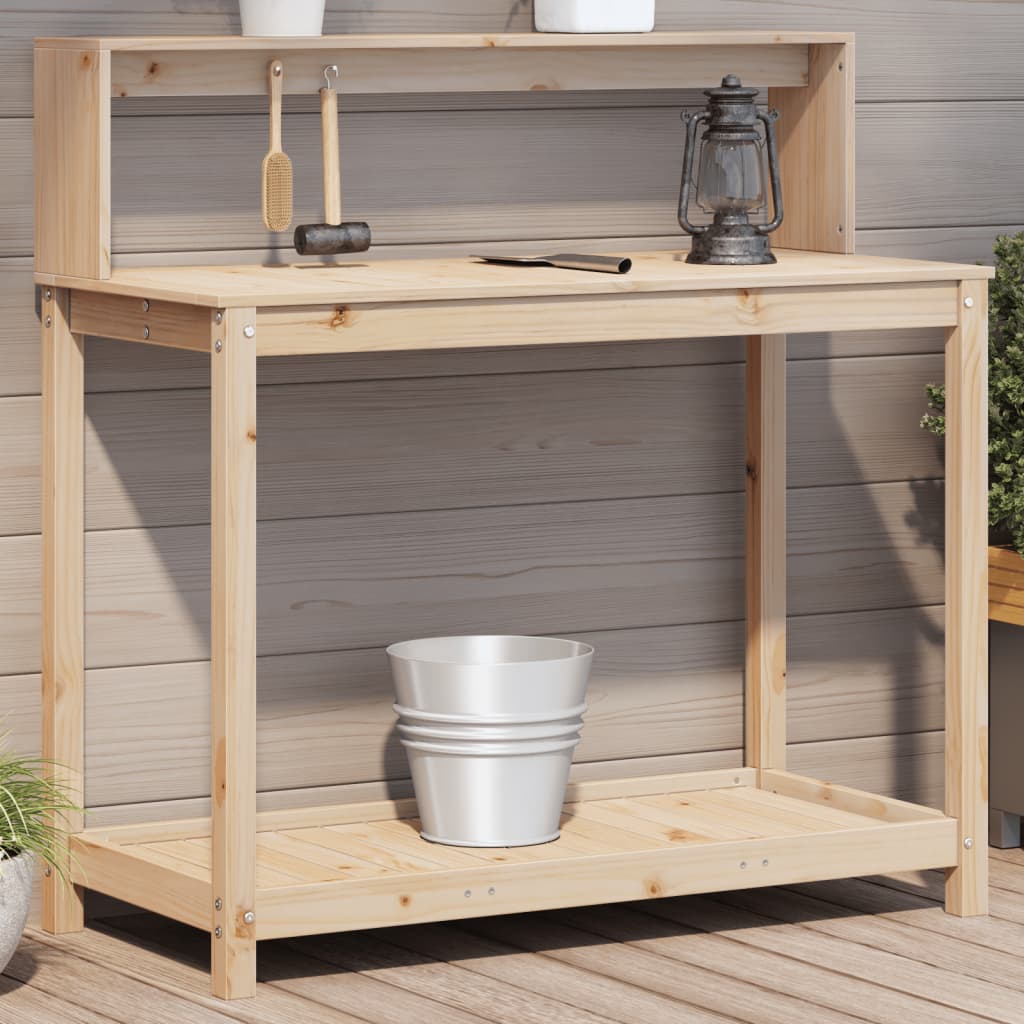 Vidaxx table d'empotage avec étagères 108x50x109,5 cm bois de pin massif