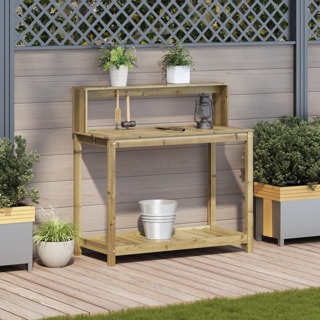 Vidaxx table d'empotage avec étagères 108x50x109,5 cm bois imprégné