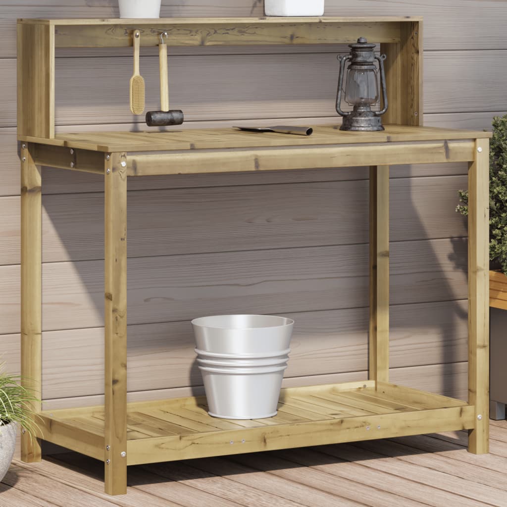 Vidaxx table d'empotage avec étagères 108x50x109,5 cm bois imprégné