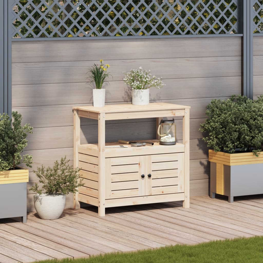 Vidaxx table d'empotage avec étagères 82,5x45x81 cm en bois de pin massif