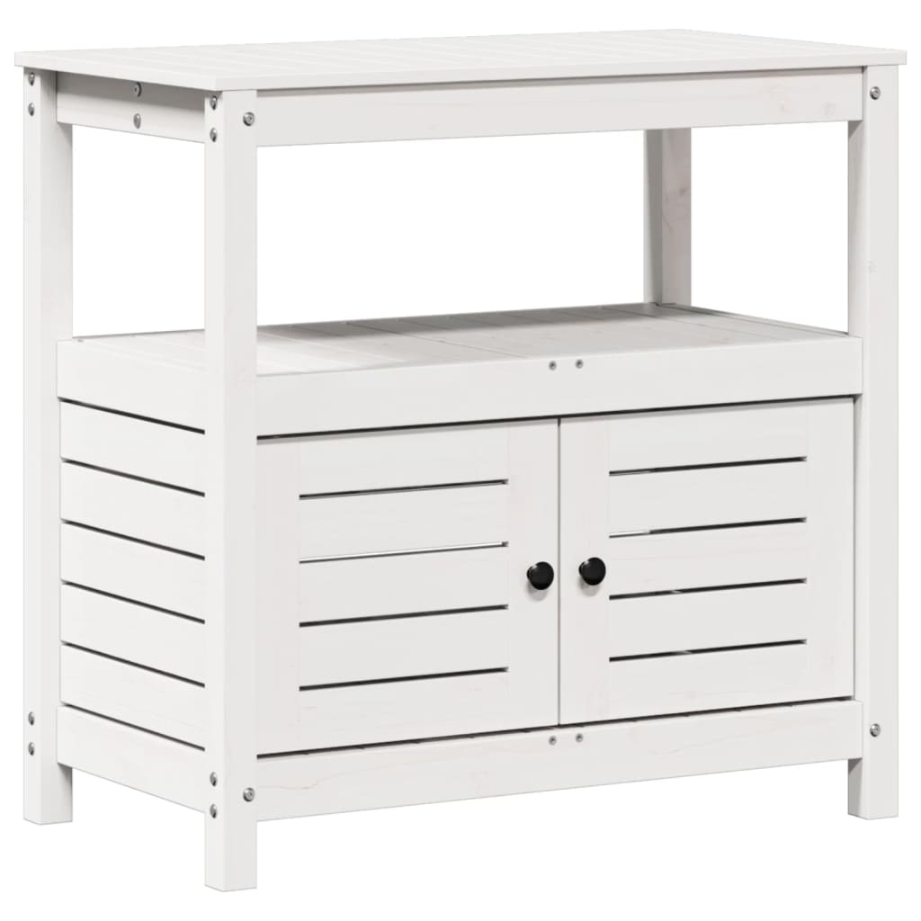 Vidaxx table d'empotage avec étagères 82,5x45x81 cm bois de pin massif blanc