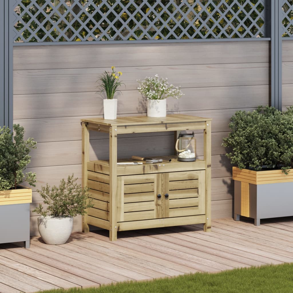 Vidaxx table d'empotage avec étagères 82,5x45x81 cm bois imprégné