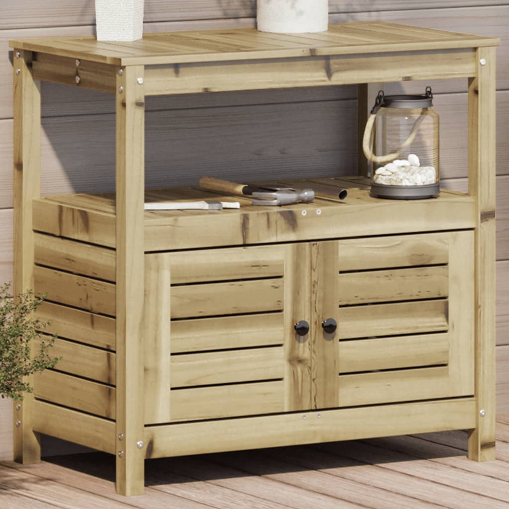 Vidaxx table d'empotage avec étagères 82,5x45x81 cm bois imprégné